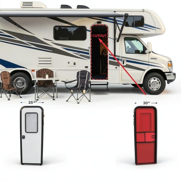 RV Entry Door Leisure Coachworks Fiberglass Black-1