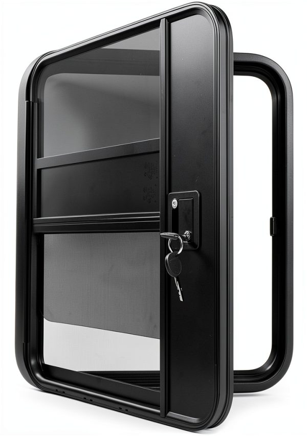 Bokknppo Aluminum RV Teardrop Trailer Door Black Modern Design with-0