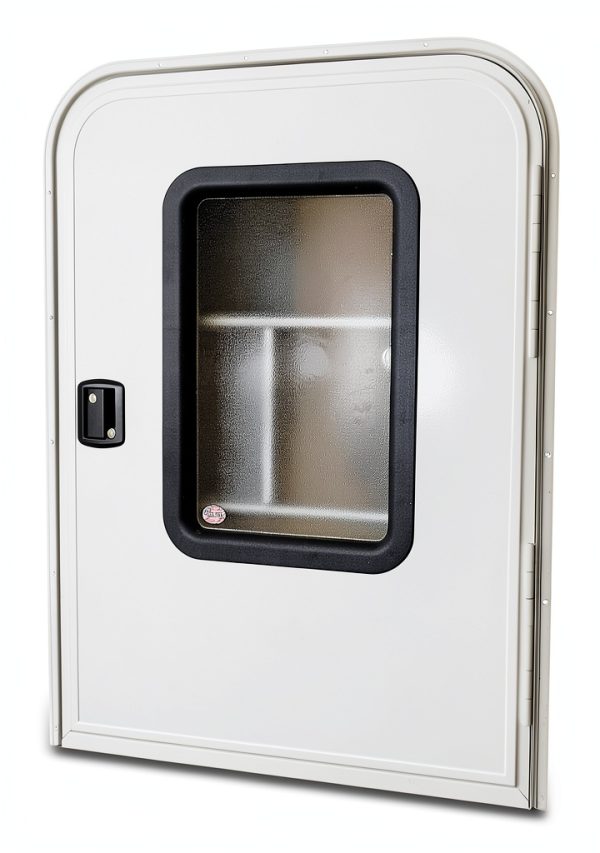 LeisureRV White Aluminum RV Trailer Teardrop Door with Screen 30x42-0