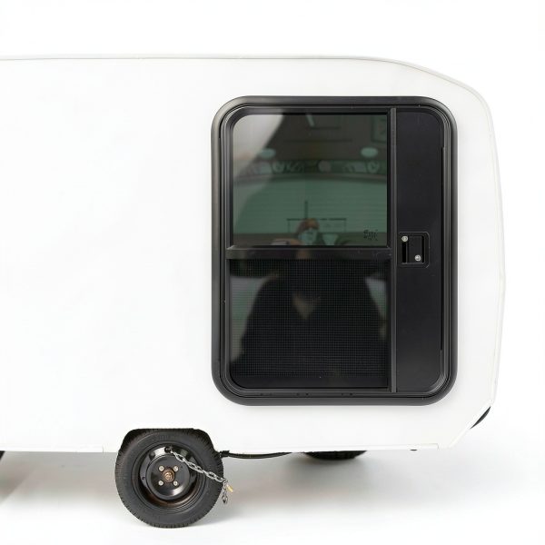 Bokknppo Aluminum RV Teardrop Trailer Door Black Modern Design with-1