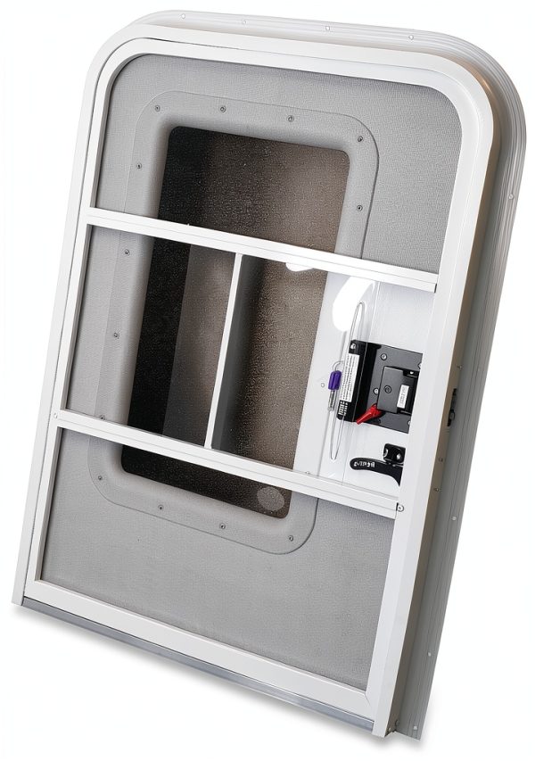 LeisureRV White Aluminum RV Trailer Teardrop Door with Screen 30x42-3