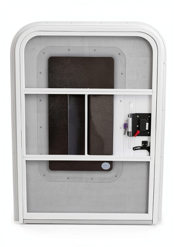 LeisureRV White Aluminum RV Trailer Teardrop Door with Screen 30x42-2