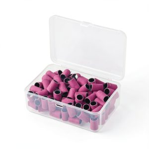 100 Pieces 240 Grit Sanding Bands Set with Box Drum Sleeves Rose Red-0