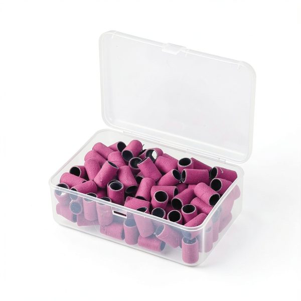 100 Pieces 240 Grit Sanding Bands Set with Box Drum Sleeves Rose Red-0