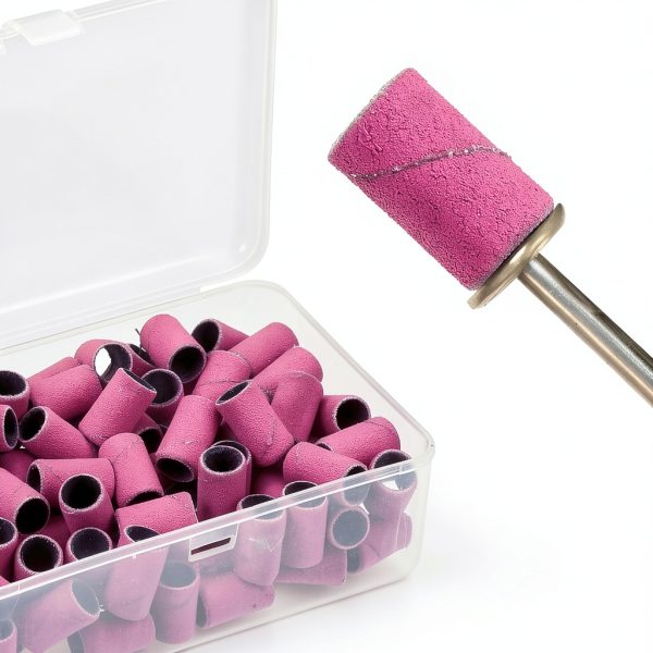 100 Pieces 240 Grit Sanding Bands Set with Box Drum Sleeves Rose Red-5