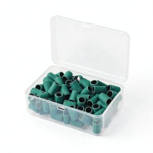100 Pieces 240 Grit Sanding Bands Set with Free Box, Drum Sander Sanding Sleeves for Nail Sanding Tools Green-0